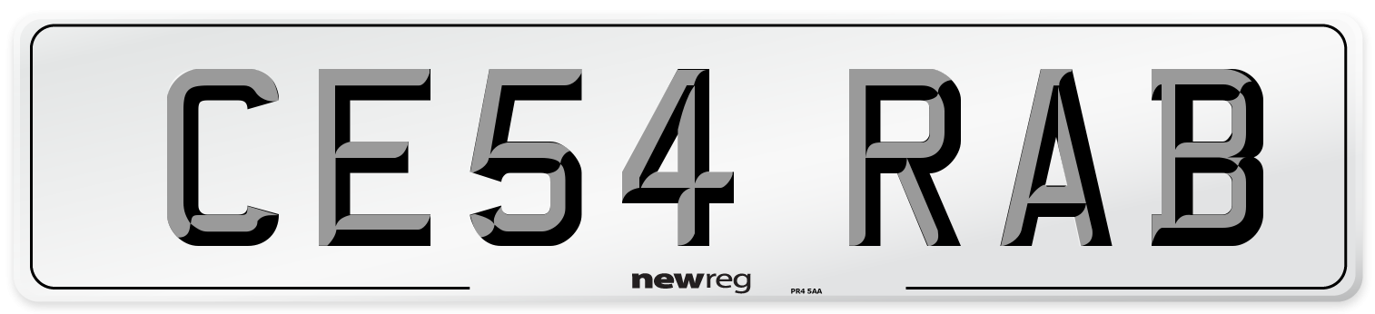 CE54 RAB Number Plate from New Reg